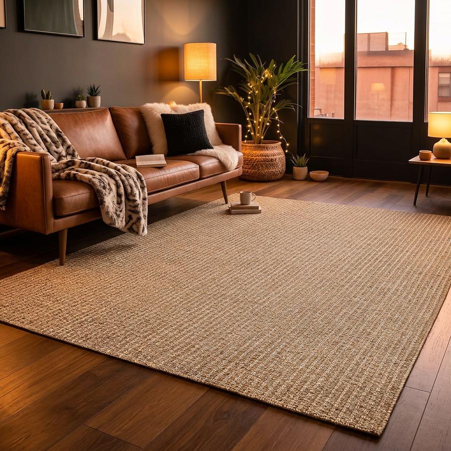 Easy Jute Rug in a cozy living room